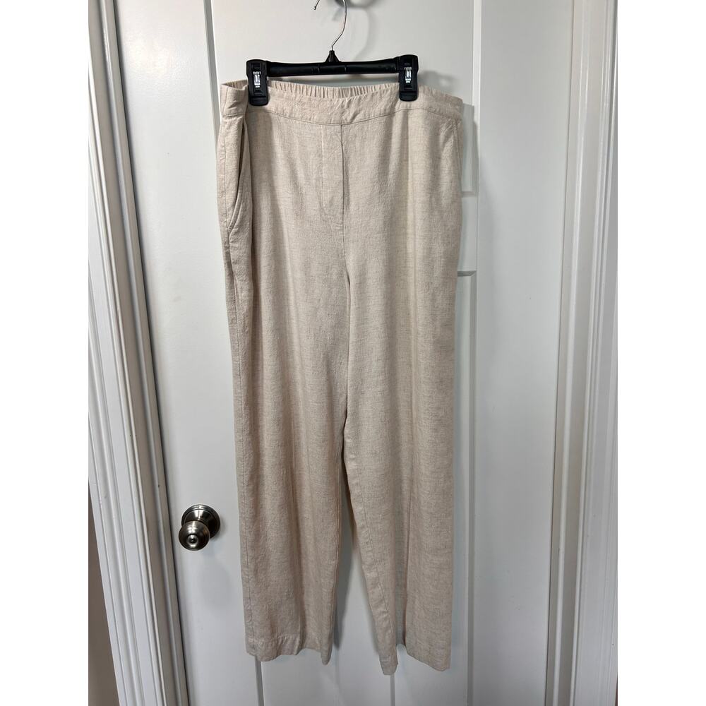 Chico's Women’s Pull-On Cropped Straight Leg Pants Casual Beige Size Medium
